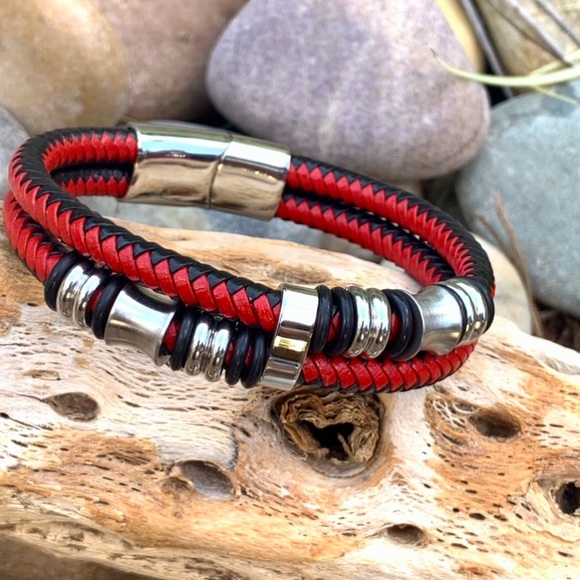 Other - Montecarlo Leather & Stainless Racing Bracelet